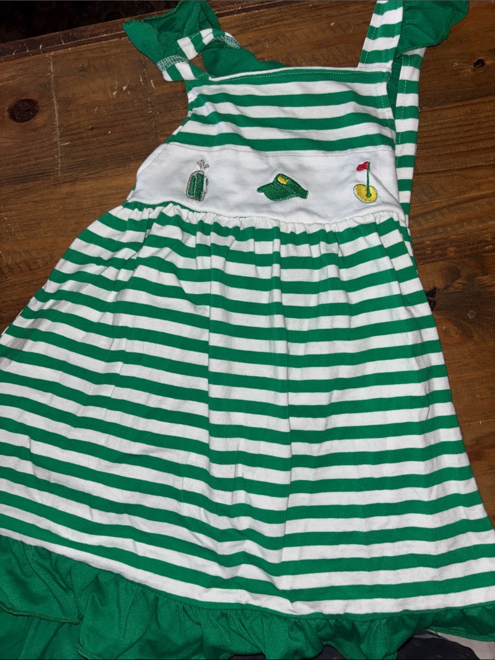 Boutique Master’s Green and White Striped Sundress with Golf Embroidery